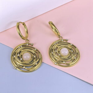 Stainless Steel Cubic Earrings  for Women and Girls Round Profile Good Quality No Change Color BS250301068