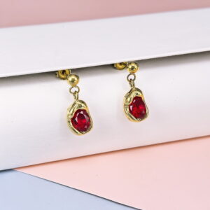 Stainless Steel Cubic Earrings  for Women and Girls Round Good Quality No Change Color BS250301104