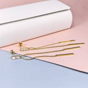 Stainless Steel Cubic Earrings  for Women and Girls Beads Chain Good Quality No Change Color BS250301110