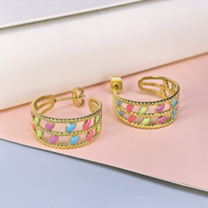 Stainless Steel Cubic Earrings  for Women and Girls Geometric Good Quality No Change Color BS250301150