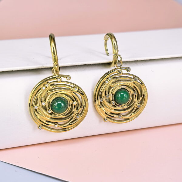 Stainless Steel Cubic Earrings  for Women and Girls Round Good Quality No Change Color BS250301162