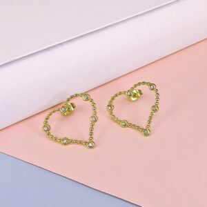 Stainless Steel Cubic Earrings  for Women and Girls Love Heart Good Quality No Change Color BS250301179