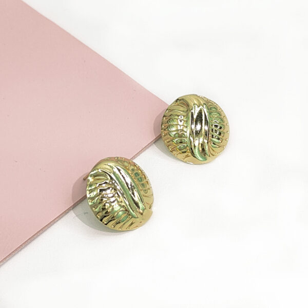 Stainless Steel Earrings Golden Barbary Leaf Twisted Pattern Good Quality No Change Color For Women Girls BS24110007