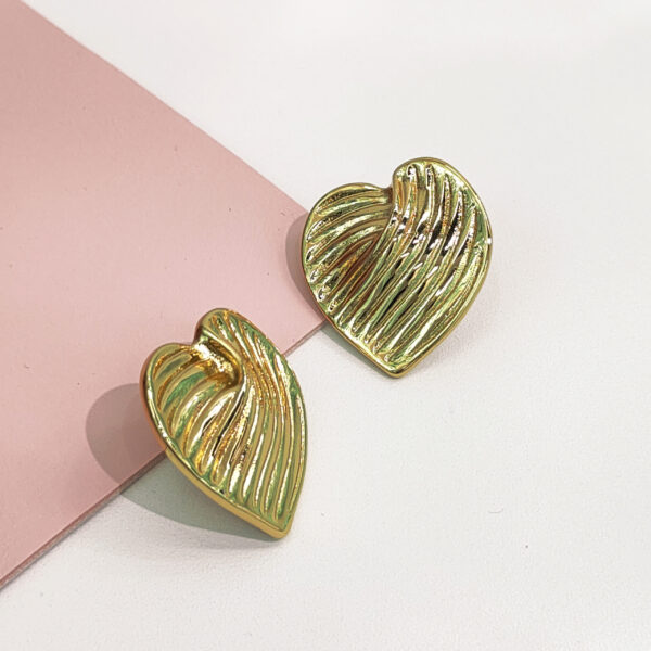 Stainless Steel Earrings Geometric Fold Striped Lava Love Hearts Good Quality No Change Color For Women Girls BS24110009