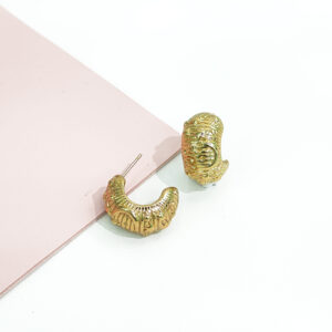Stainless Steel Earrings C-shape Moon Textured Vintage Good Quality No Change Color For Women Girls BS24110016