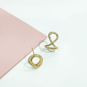 Stainless Steel Earrings Geometric Cross Double Line Twisted Good Quality No Change Color For Women Girls BS24110022