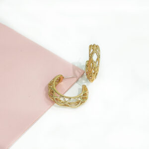 Stainless Steel Earrings French Openwork Braided C shape Good Quality No Change Color For Women Girls BS24110026