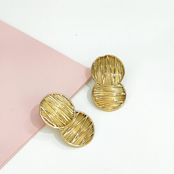 Stainless Steel Earrings Round Textured Brushed Threads Screw Good Quality No Change Color For Women Girls BS24110029