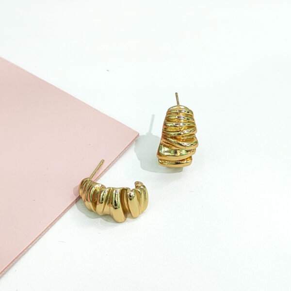 Stainless Steel Earrings Twisted Pleated Cow Horn Good Quality No Change Color For Women Girls BS24110036