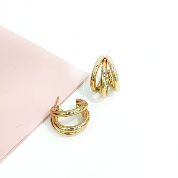 Stainless Steel Earrings Minimalist Circle Three Rings Good Quality No Change Color For Women Girls BS24110043