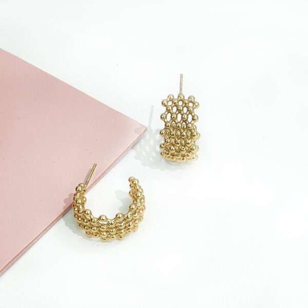 Stainless Steel Earrings Spliced Grid C-Shape Good Quality No Change Color For Women Girls BS24110044