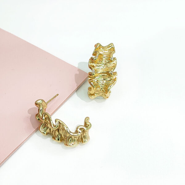 Stainless Steel Earrings Geometric pleated C-shape Good Quality No Change Color For Women Girls BS24110046