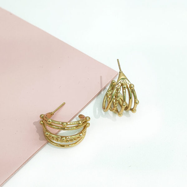 Stainless Steel Earrings Multi-layer Wheat Twist Lines Good Quality No Change Color For Women Girls BS24110047