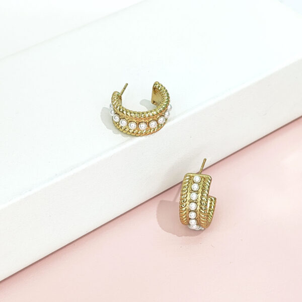 Stainless Steel Earrings Wide Version With Pearl Inlay Good Quality No Change Color For Women Girls BS24110085