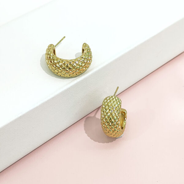 Stainless Steel Earrings Pleated Textured Brushed Good Quality No Change Color For Women Girls BS24110094