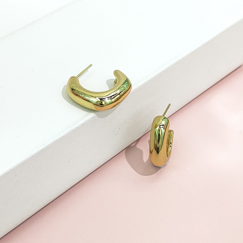 Stainless Steel Earrings Geometric Glossy C-Shaped Good Quality No Change Color For Women Girls BS24110103