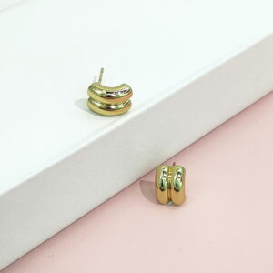 Stainless Steel Earrings Double Line Folded Good Quality No Change Color For Women Girls BS24110133