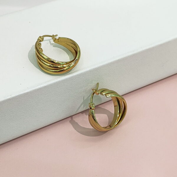 Stainless Steel Earrings Winding Stacked Spiral Triple Good Quality No Change Color For Women Girls BS24110160