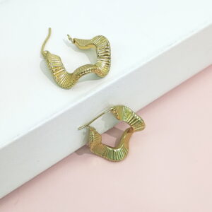 Stainless Steel Earrings Wavy Sector Good Quality No Change Color For Women Girls BS24110165
