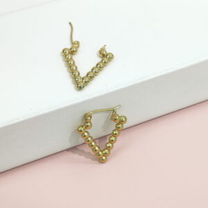 Stainless Steel Earrings V Shape Beaded Good Quality No Change Color For Women Girls BS24110200