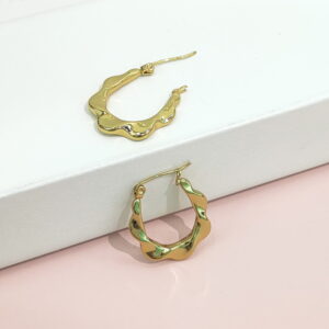 Stainless Steel Earrings Geometric Pleated C-Shape Good Quality No Change Color For Women Girls BS24110204