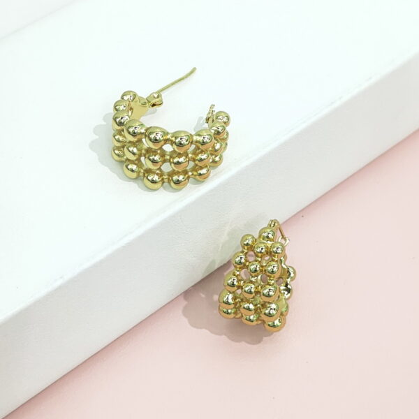 Stainless Steel Earrings Triple Beaded Good Quality No Change Color For Women Girls BS24110215