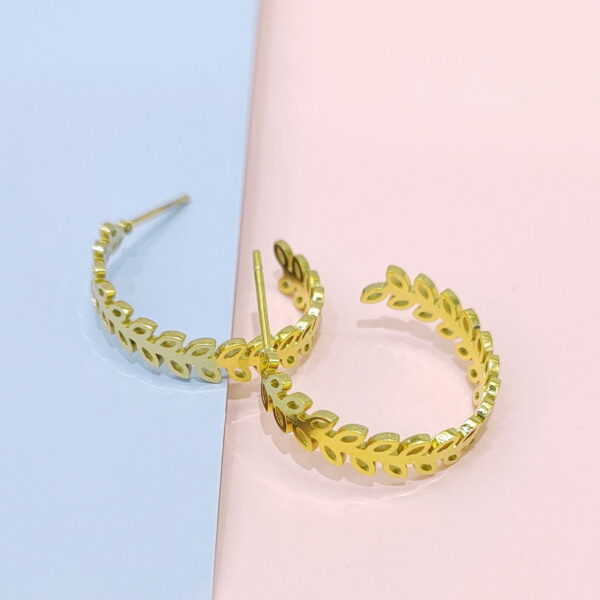 Stainless Steel Earrings Cubic C Shape Leaf Good Quality No Change Color For Women Girls  BS250109003