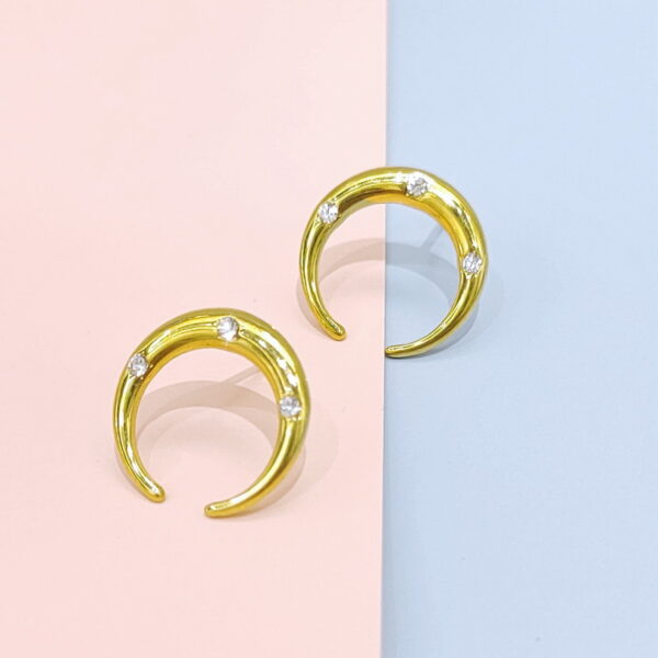 Stainless Steel Earrings Cubic C Shape Smooth Good Quality No Change Color For Women Girls  BS250109004
