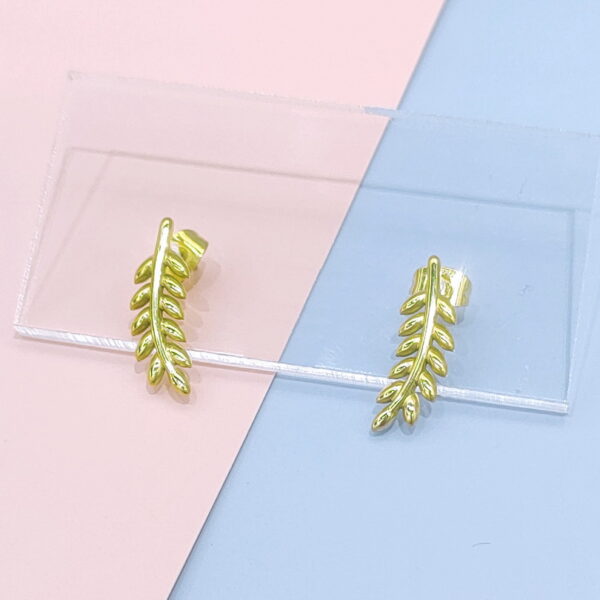 Stainless Steel Earrings Cubic Wheat Leaf Good Quality No Change Color For Women Girls  BS250109005