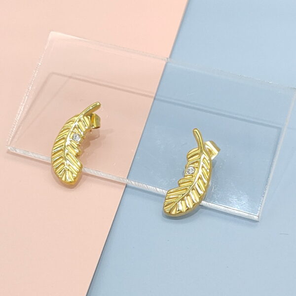 Stainless Steel Earrings Cubic Feather Leaf Good Quality No Change Color For Women Girls  BS250109027