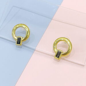 Stainless Steel Earrings Cubic Rectangular Black Crystals Good Quality No Change Color For Women Girls  BS250109042