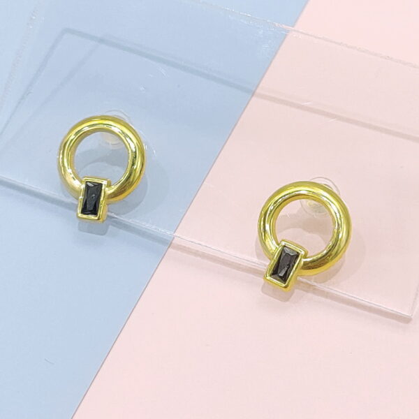 Stainless Steel Earrings Cubic Rectangular Black Crystals Good Quality No Change Color For Women Girls  BS250109042