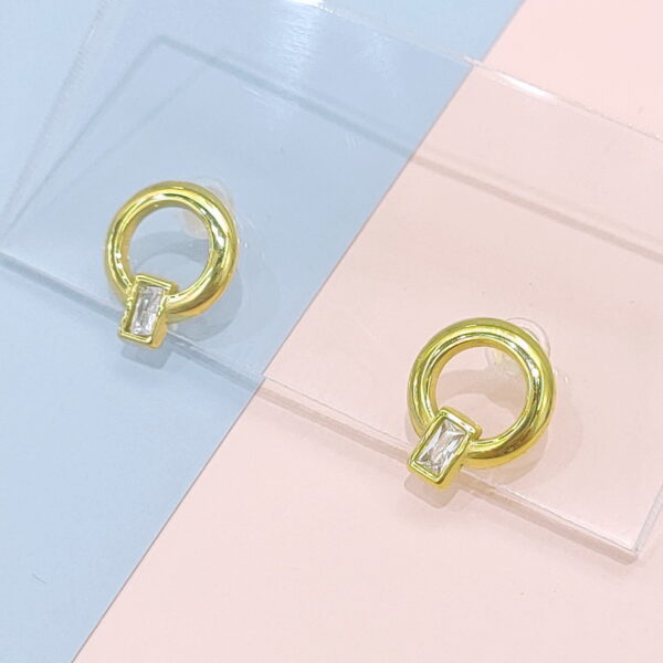 Stainless Steel Earrings Cubic Rectangular Clear Crystals Good Quality No Change Color For Women Girls  BS250109043