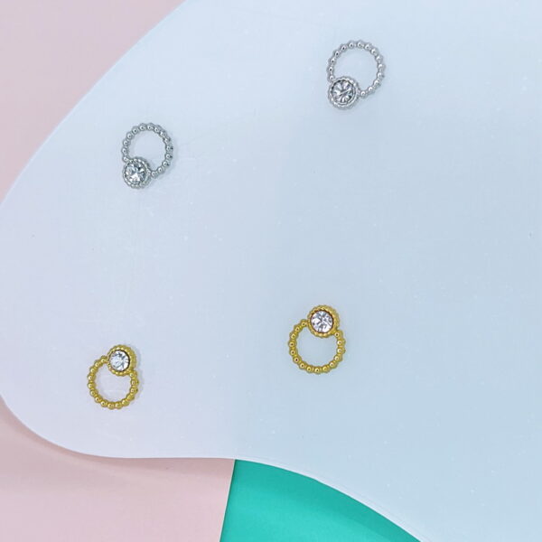 Stainless Steel Earrings Cubic Round Good Quality No Change Color For Women Girls  BS250109092