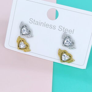 Stainless Steel Earrings Cubic Love Heart Feather Good Quality No Change Color For Women Girls  BS250109098