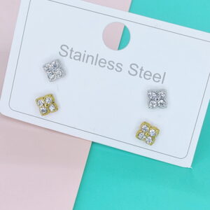 Stainless Steel Earrings Cubic Four-Leaf Clover Good Quality No Change Color For Women Girls  BS250109100