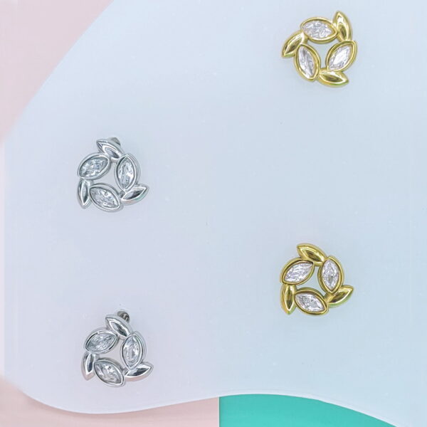 Stainless Steel Earrings Cubic Wheat Leaf Good Quality No Change Color For Women Girls  BS250109139