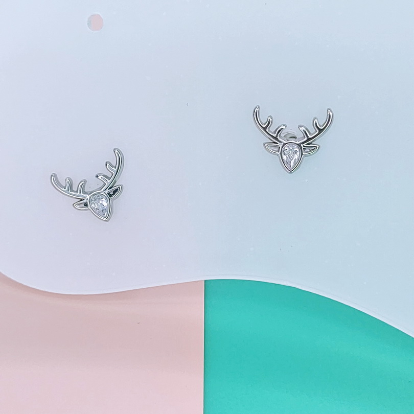 Stainless Steel Earrings Cubic Deer'S Head Deer'S Antlers Good Quality No Change Color For Women Girls  BS250109141