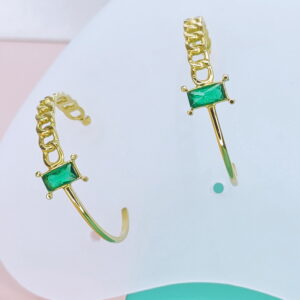 Stainless Steel Earrings Cubic C Shape Green Cystals Good Quality No Change Color For Women Girls  BS250109145