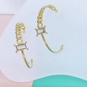 Stainless Steel Earrings Cubic C Shape Clear Crystal Good Quality No Change Color For Women Girls  BS250109146