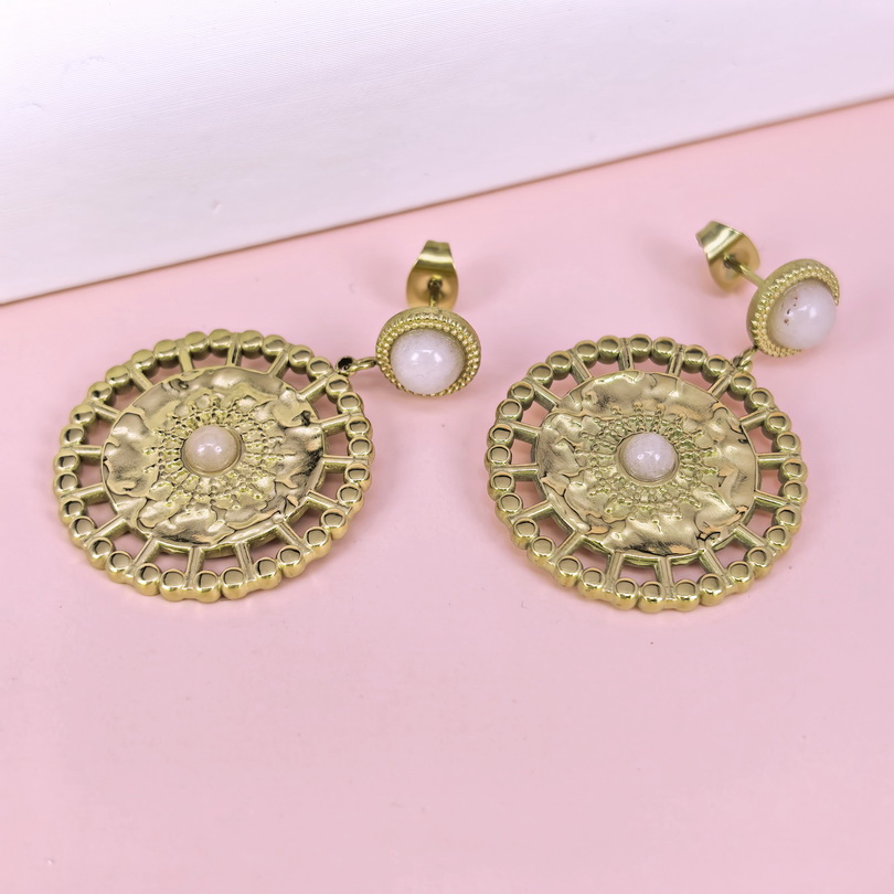 Stainless Steel Earrings  for Women and Girls Round With Stone Good Quality No Change Color BS2503270206