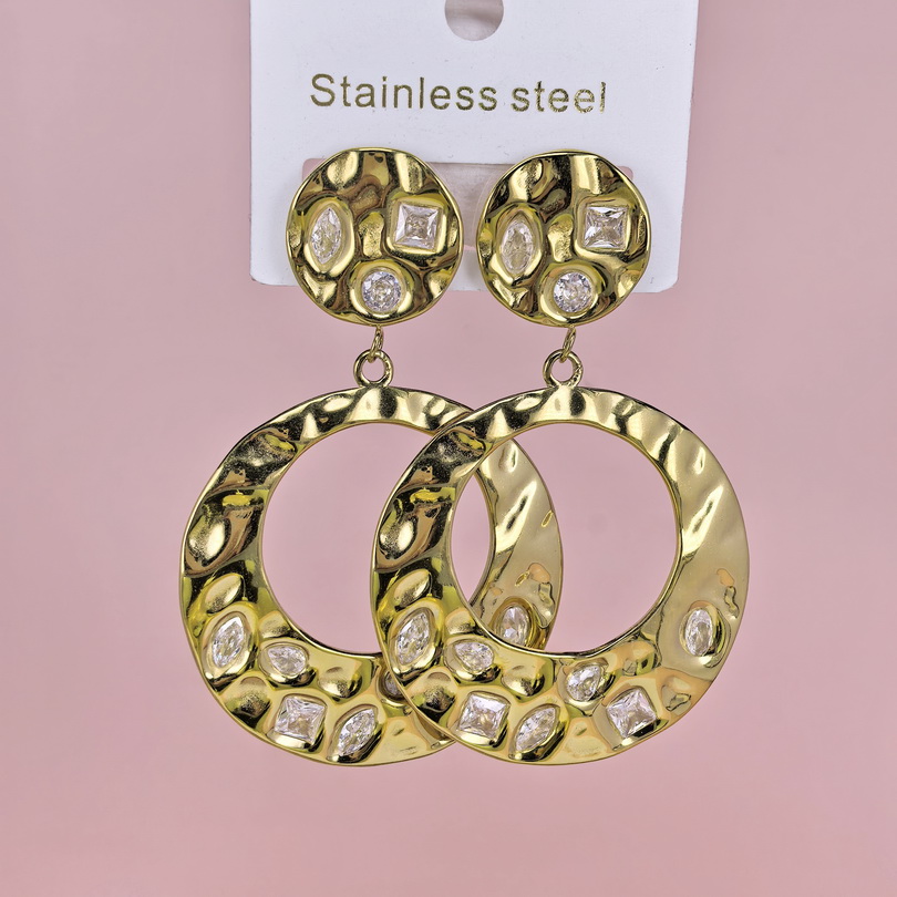 Stainless Steel Earrings  for Women and Girls Round Crystals Good Quality No Change Color BS2503270210
