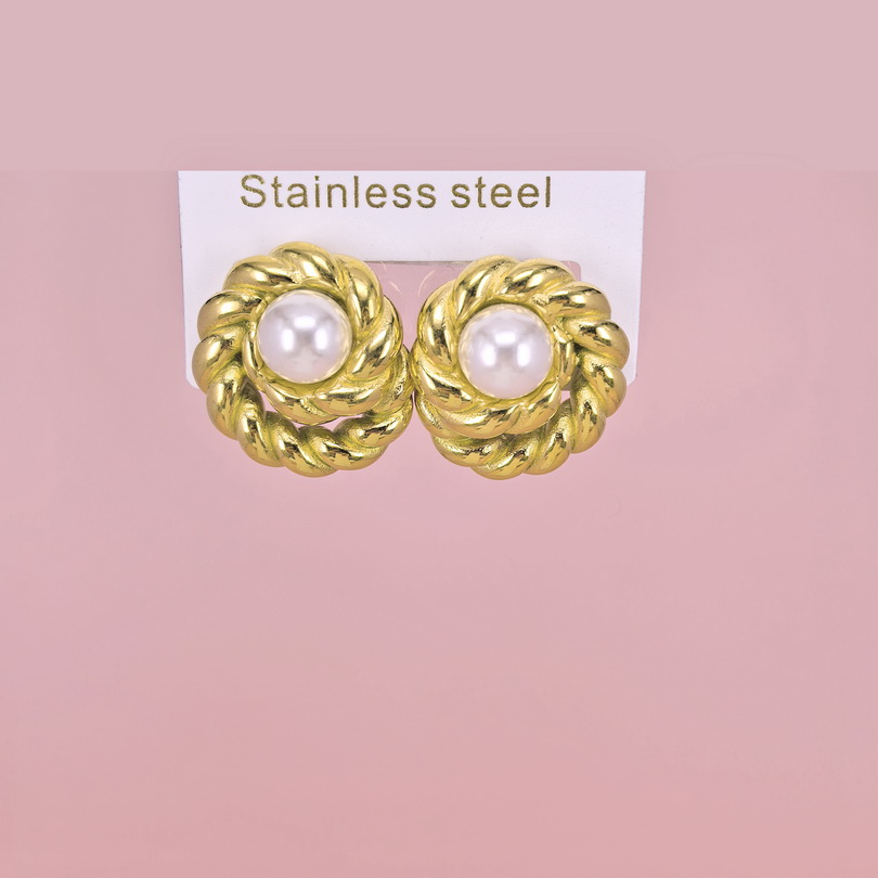 Stainless Steel Earrings  for Women and Girls Round With Pearls Good Quality No Change Color BS2503270257