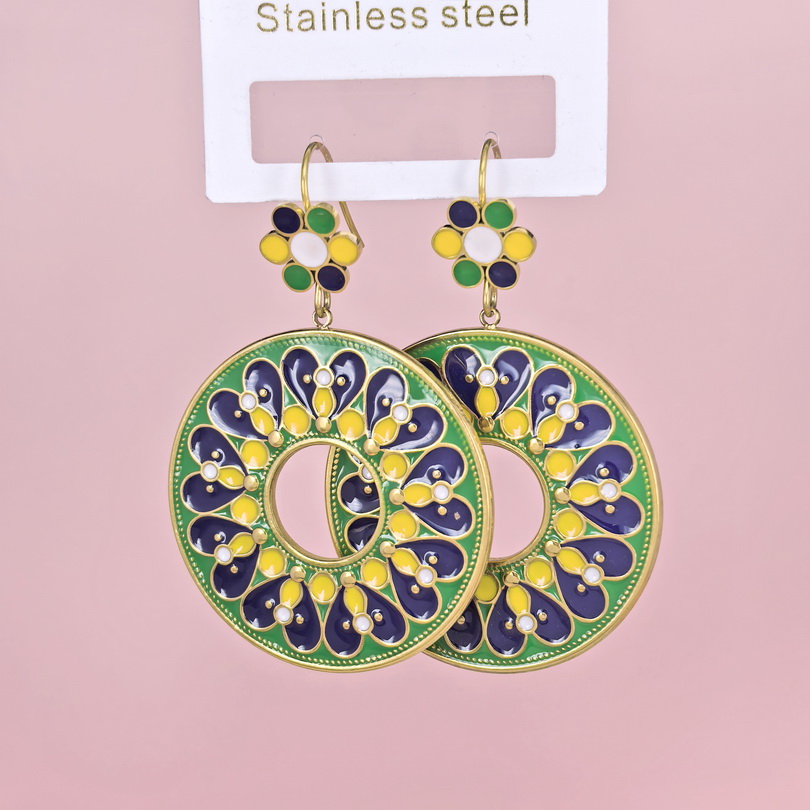 Stainless Steel Earrings  for Women and Girls Round Enamel Good Quality No Change Color BS2503270258