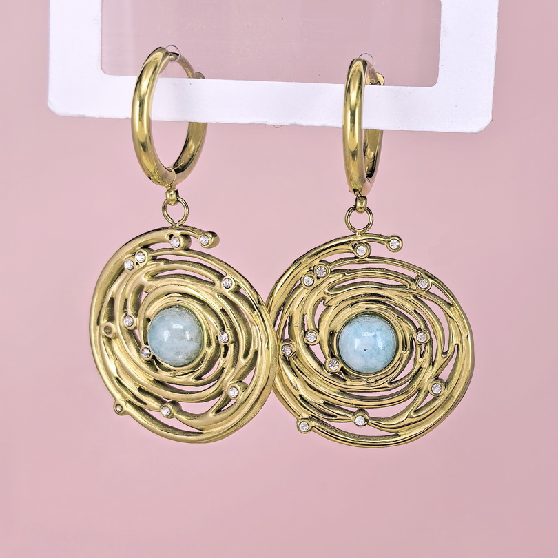 Stainless Steel Earrings  for Women and Girls Round With Stone Good Quality No Change Color BS2503270267