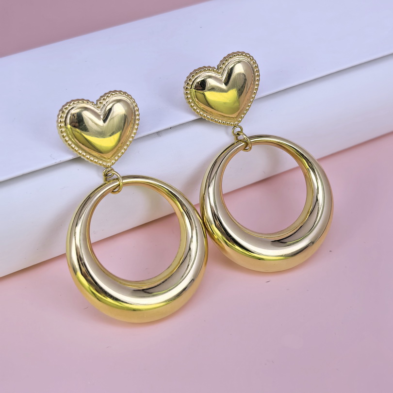 Stainless Steel Earrings  for Women and Girls Smooth Love Heart Good Quality No Change Color BS2503270558