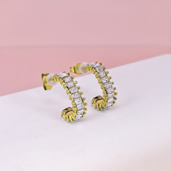 Stainless Steel Earrings with Crystals for Women and Girls C Shape Good Quality No Change Color BS2503270758