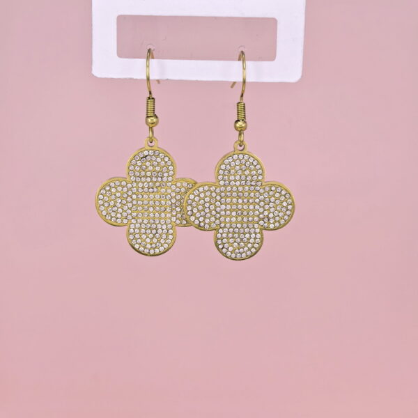 Stainless Steel Earrings with Crystals for Women and Girls Four-Leaf Clover Good Quality No Change Color BS2503270794