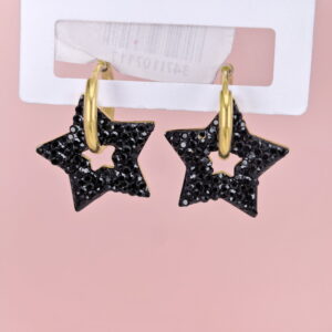 Stainless Steel Earrings with Crystals for Women and Girls Pentagram Good Quality No Change Color BS2503270803