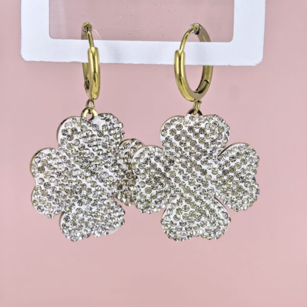 Stainless Steel Earrings with Crystals for Women and Girls Four-Leaf Clover Good Quality No Change Color BS2503270805
